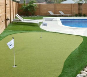 Artificial turf putting and chipping green.