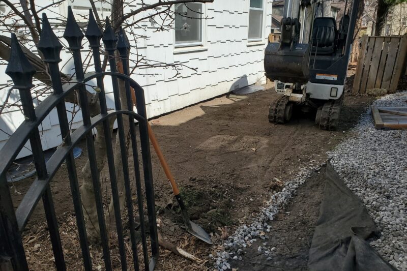 The side yard before the French drain was installed.
