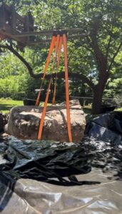 placing boulder for custom water feature